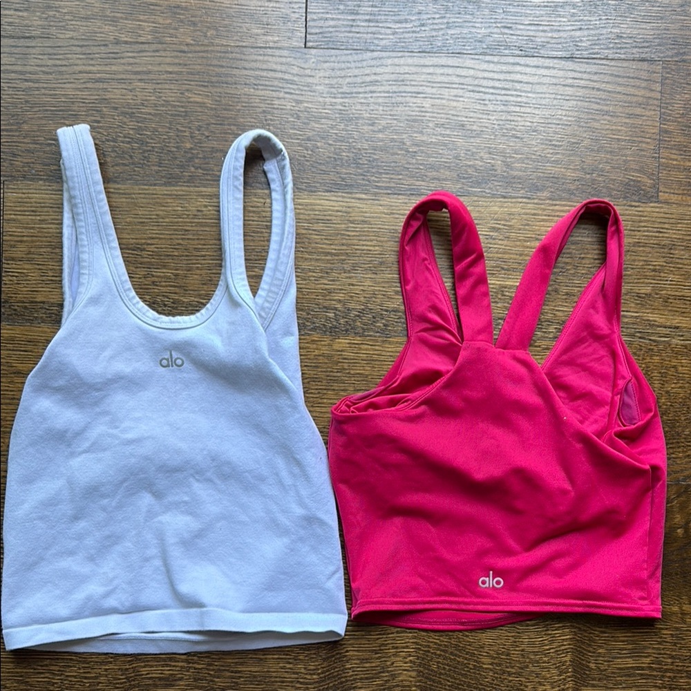 Alo White and Pink tank tops